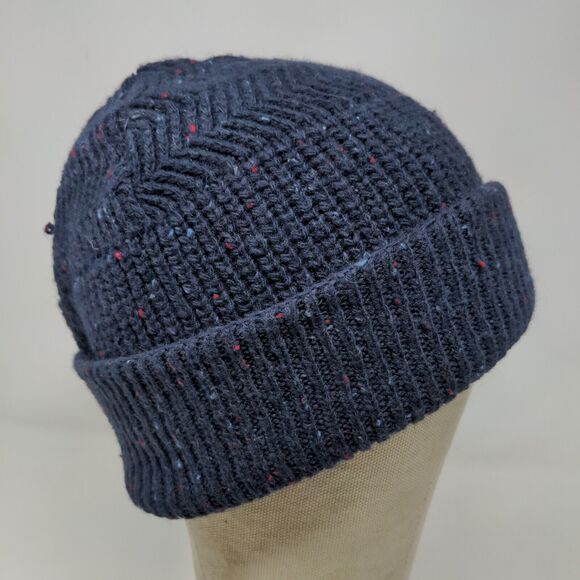 NEXT Men's Knit Beanie Hat Blue One Size Acrylic Wool Blend Patch Logo - Picture 6 of 11